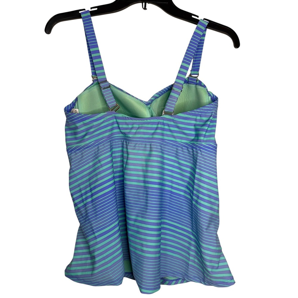 Collection‎ by Catalina Blue Green Striped Twist Front Tankini Swim Top 1X 16W - Picture 2 of 5